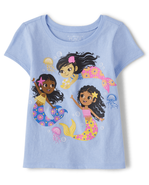Camiseta con gráfico de sirena para bebés y niñas pequeñas