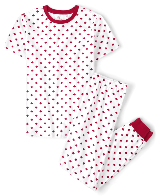 Pyjama adulte Famille assorti Feuille d'érable en coton