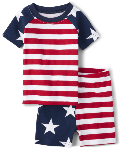 Pijama de algodón unisex para bebés y niños pequeños a juego con la familia Americana