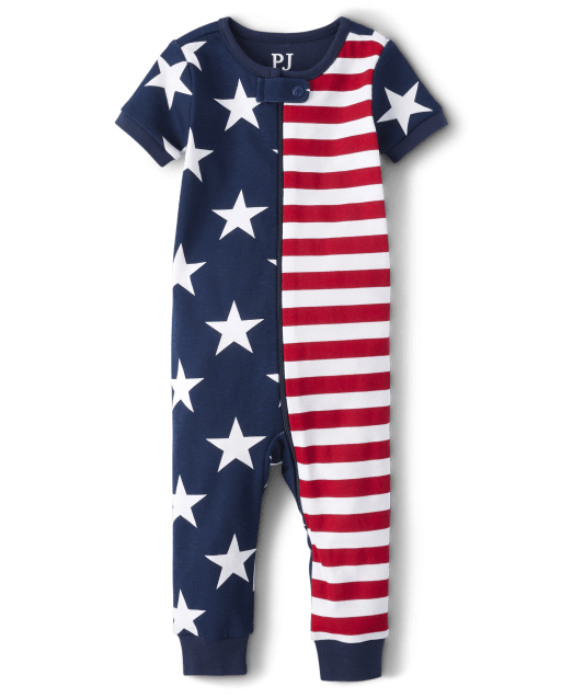 Unisex Baby And Toddler Matching Family Americana Snug Fit Cotton One Piece Pajamas