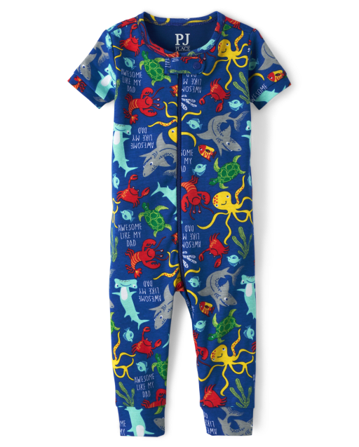 Baby And Toddler Boys Sea Creature Snug Fit Cotton One Piece Pajamas