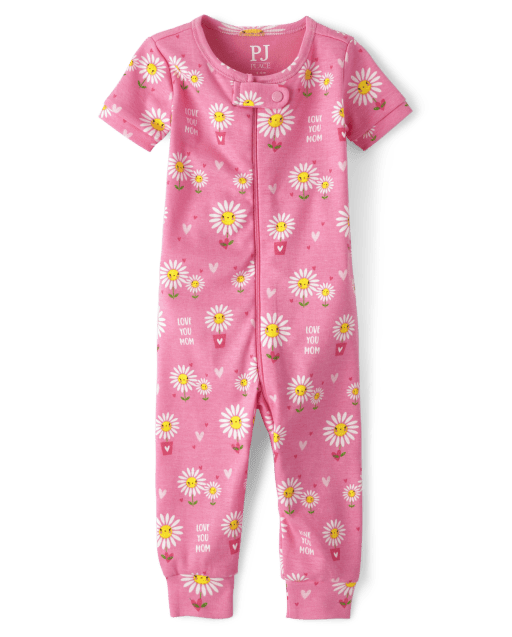 Baby And Toddler Girls Daisy Snug Fit Cotton One Piece Pajamas