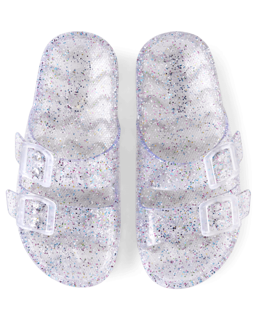 Girls Rainbow Glitter Jelly Sandals