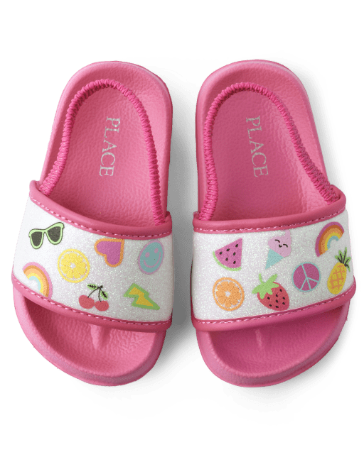 Toddler Girls Glitter Icon Slides