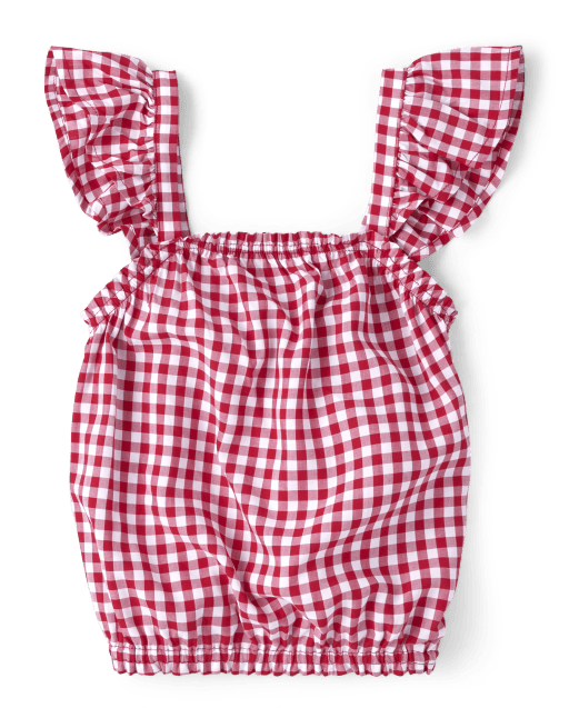 Girls Gingham Smocked Top