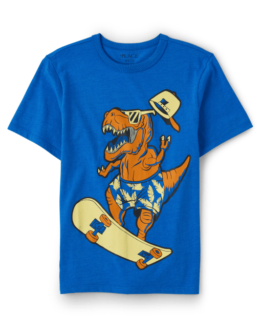 Boys Skateboarding Dino Graphic Tee
