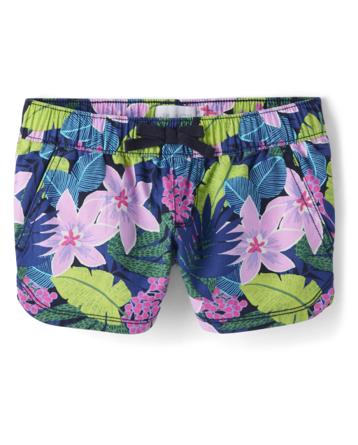 Shorts sin cierres de sarga con estampado para niñas