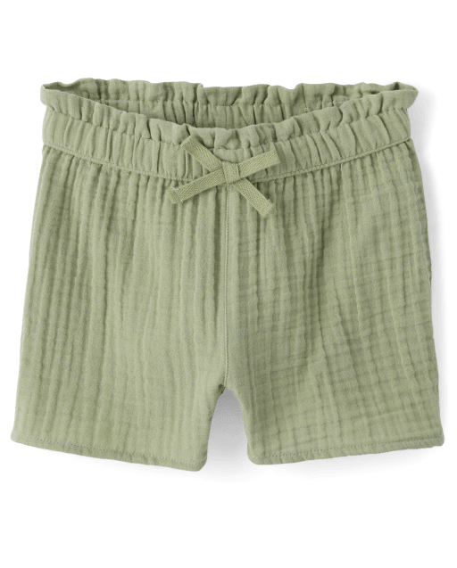 Girls Gauze Paper Bag Waist Shorts