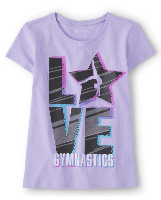 Camiseta con gráfico de gimnasia para niñas