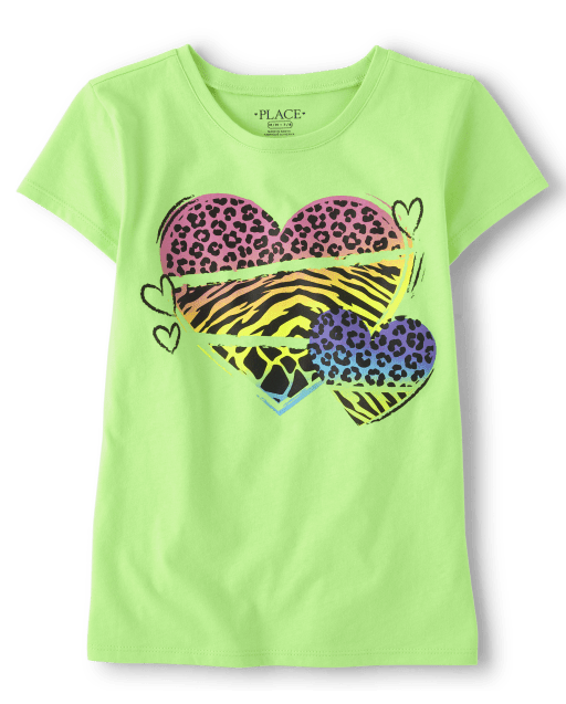 Girls Cheetah Heart Graphic Tee