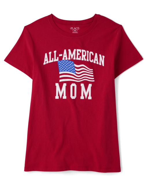 Camiseta con estampado de mamá estadounidense familiar a juego para mujer