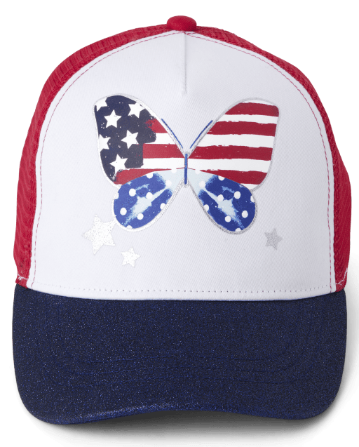 Girls Americana Butterfly Baseball Hat