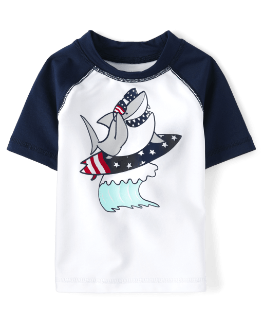 Baby And Toddler Boys Americana Shark Rashguard
