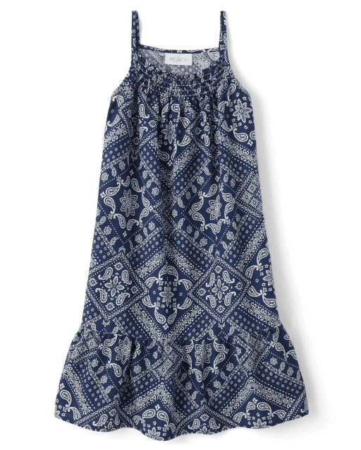 Girls Matching Family Bandana Ruffle Dress