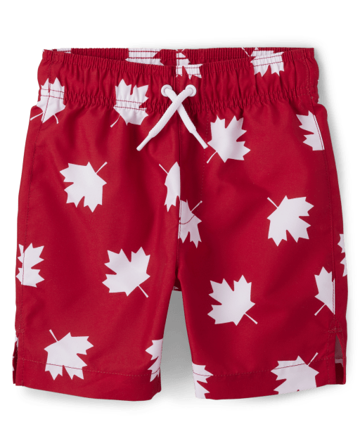 Boys Maple Leaf Swim Trunks