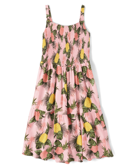 Womens Matching Family Pineapple Tiered Dress