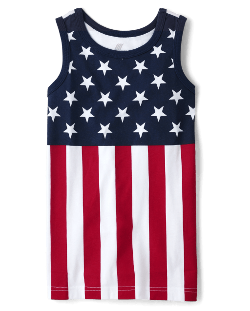 Camiseta sin mangas con gráfico de la bandera estadounidense para niños