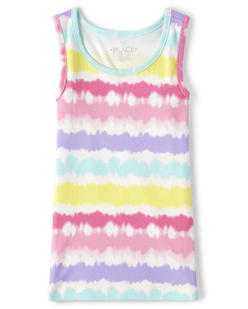 Camiseta sin mangas de canalé con estampado de niñas