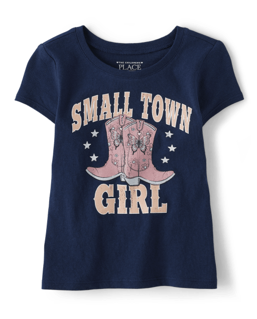 Camiseta con estampado de niña de pueblo pequeño para bebés y niñas pequeñas