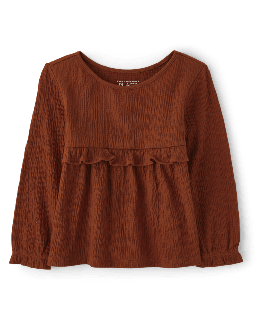 Top tipo babydoll de jacquard estilo imperio con volantes para bebés y niñas pequeñas