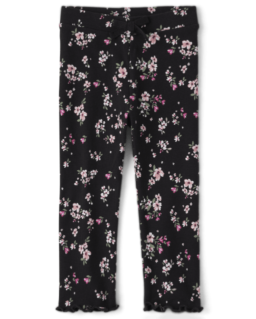 Leggings de canalé con estampado floral para bebés y niñas pequeñas