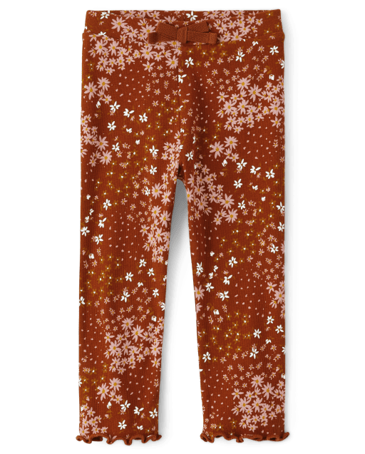 Leggings de canalé con estampado floral para bebés y niñas pequeñas