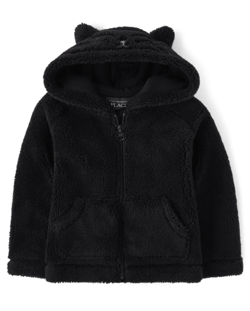 Toddler Girls Mommy And Me Cat Sherpa Zip-Up Hoodie