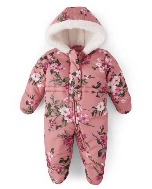 Baby Girls Floral Snowsuit