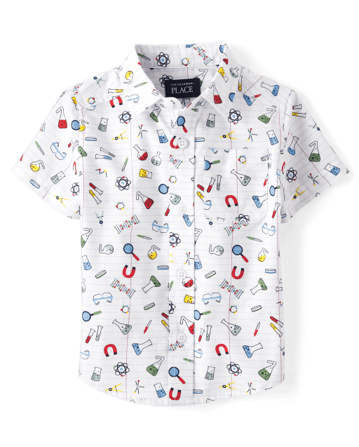 Baby And Toddler Boys Science Doodle Poplin Button Up Shirt