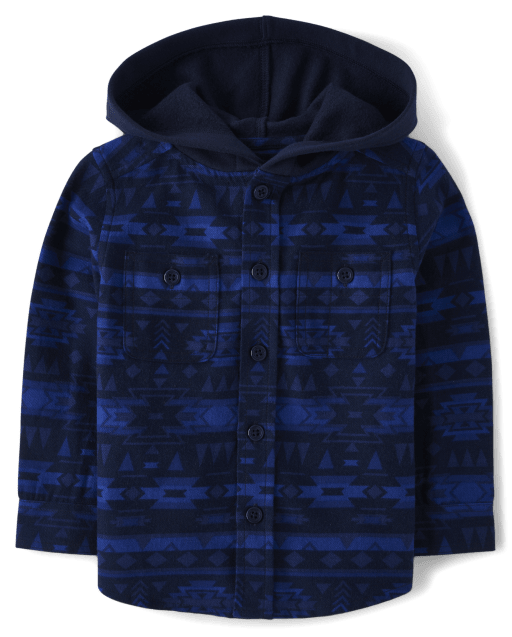 Baby And Toddler Boys Print Flannel Hoodie Top