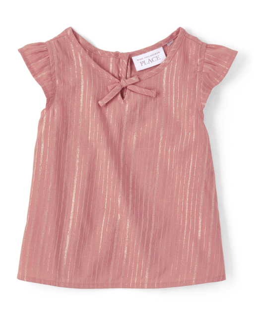 Baby And Toddler Girls Metallic Keyhole Top