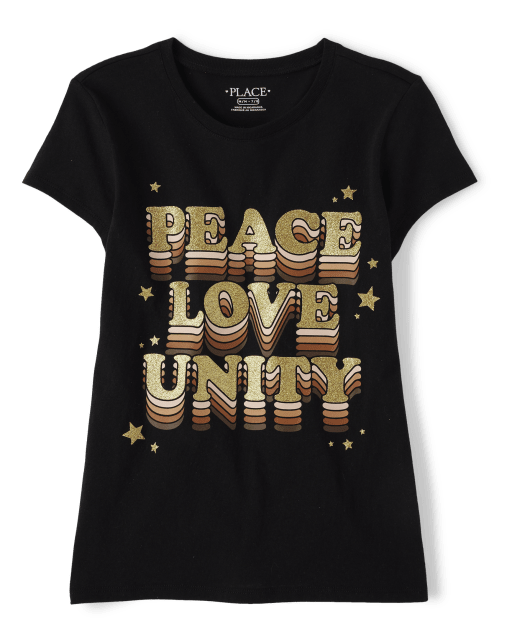 Camiseta estampada Peace Love para niñas