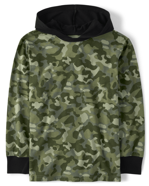 Boys Camo Hooded Top