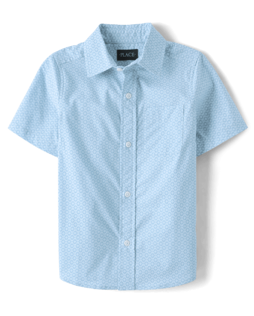 Camisa con botones de popelina estampada para niños