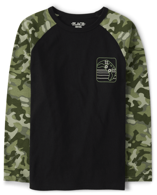 Boys Camo Raglan Top