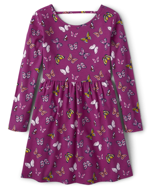 Girls Butterfly Cut Out Everyday Dress