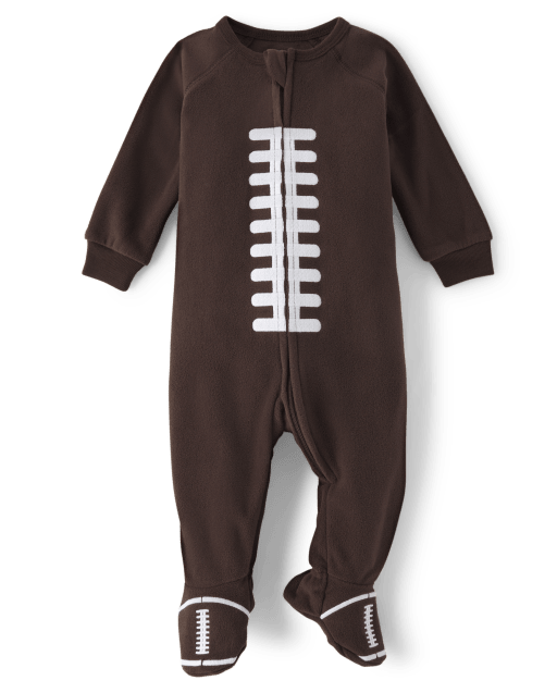 Baby And Toddler Boys Matching Family Football Fleece Footed One Piece Pajamas
