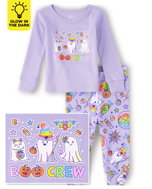 Baby And Toddler Girls Glow Boo Crew Snug Fit Cotton Pajamas