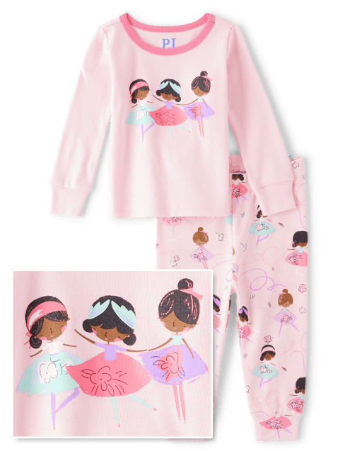 Pijama de algodón con ajuste ceñido de bailarina para bebés y niñas pequeñas