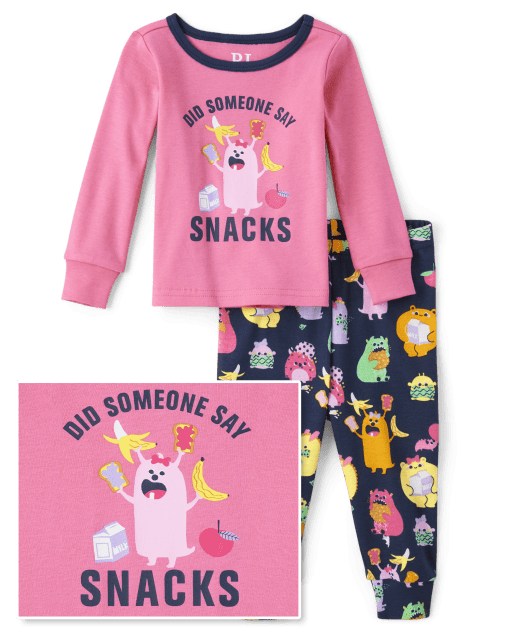 Baby And Toddler Girls Snack Monster Snug Fit Cotton Pajamas