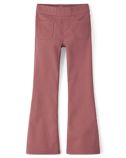 Girls Stretch Knit Twill Pull On Flare Pants