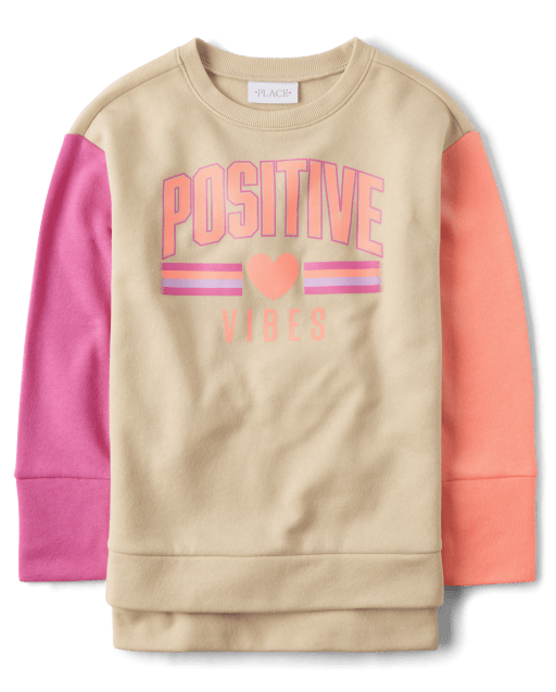 Girls Positive Vibes Fleece Sweatshirt