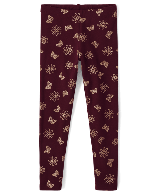 Girls Glitter Butterfly Leggings