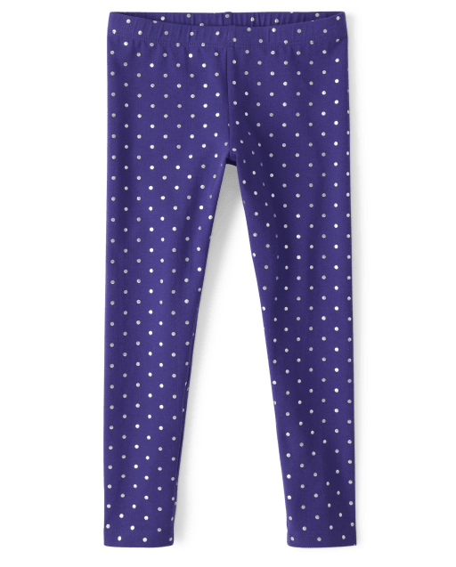 Leggings con estampado de lunares metalizados para niñas