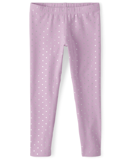 Leggings con estampado de lunares metalizados para niñas