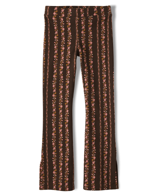 Girls Floral Ponte Flare Leggings