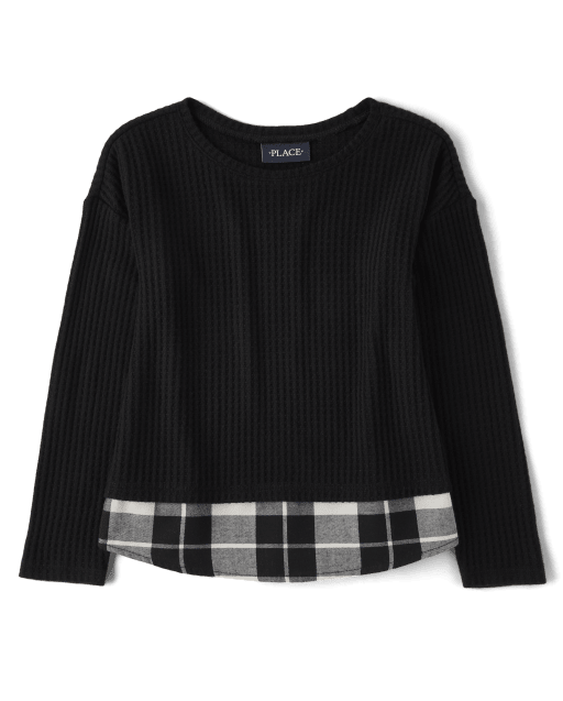 Girls Plaid 2 in 1 Sweater