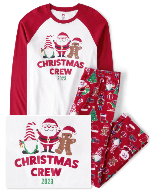 Unisex Adult Matching Family Christmas Crew 2023 Cotton And Fleece Pajamas