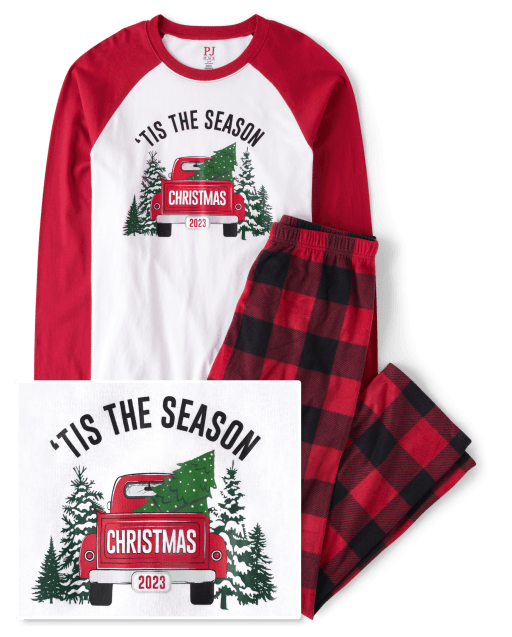Unisex Adult Matching Family Tis The Season Christmas 2023 Cotton And Fleece Pajamas