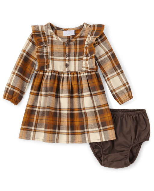 Baby Girls Matching Family Plaid Flannel Shirt Dress